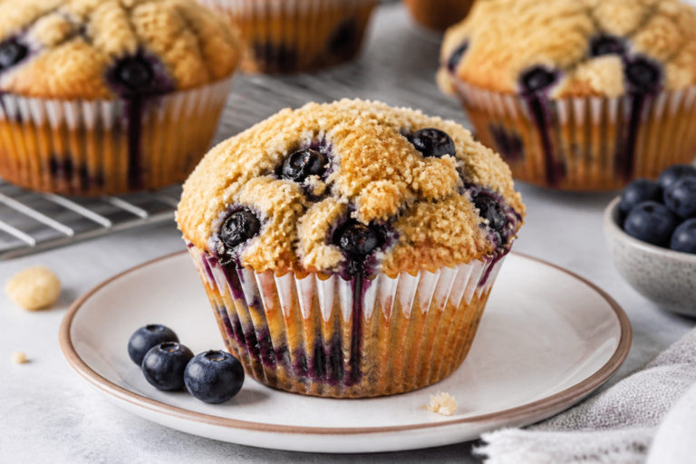 Jumbo Blueberry Muffins With Crumble Topping