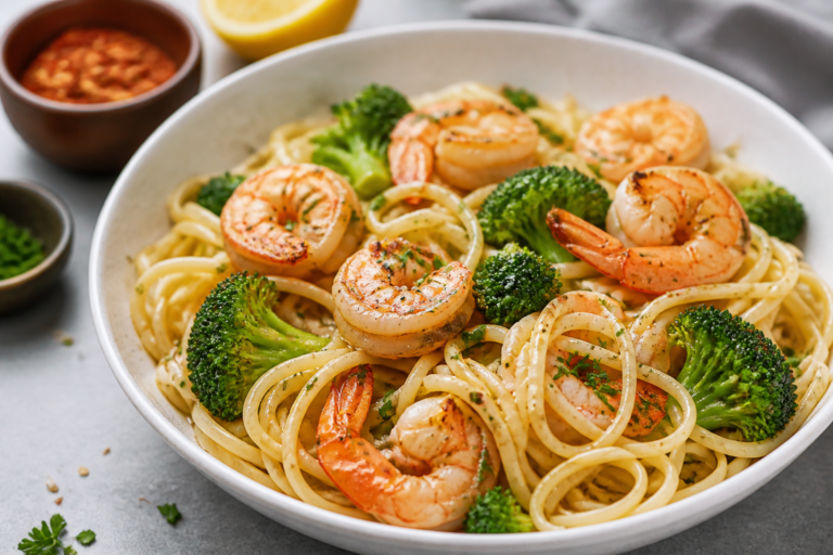 Shrimp and Broccoli Pasta in Garlic Sauce – A Fast, Flavorful Weeknight Dinner