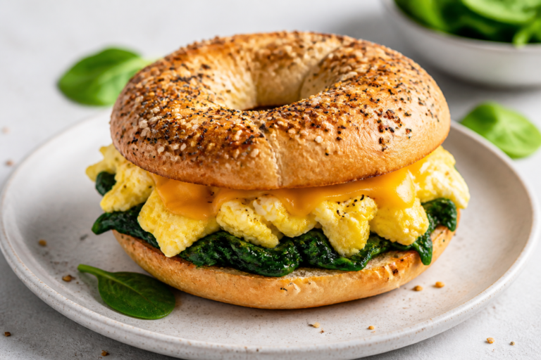 Egg and Spinach Bagel Sandwich – A Satisfying, Everyday Breakfast