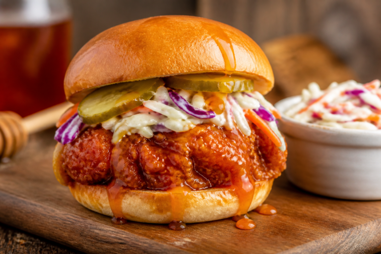 Hot Honey Chicken Sandwich With Coleslaw