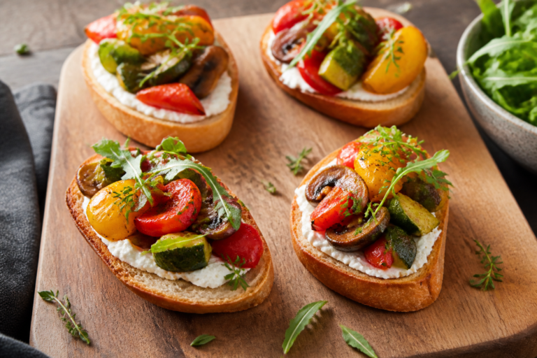 Roasted Veggie Crostini – A Bright, Crunchy Appetizer