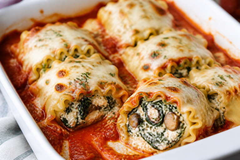 Spinach Mushroom Lasagna Roll Ups Recipe