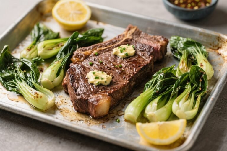 Sheet Pan Hanger Steak and Bok Choy With Lemon-Miso Butter – Fast, Flavorful, and Weeknight-Friendly