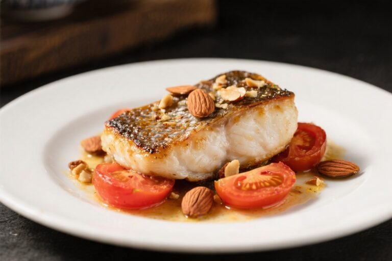 Tomato Roasted Cod With Spiced Almonds – Bright, Simple, and Satisfying