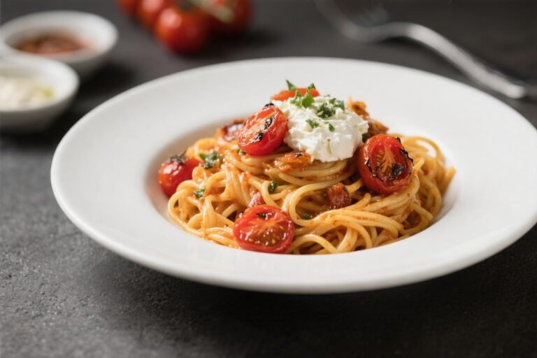 Pasta With Roasted Cherry Tomatoes and Ricotta – Simple, Bright, and Comforting