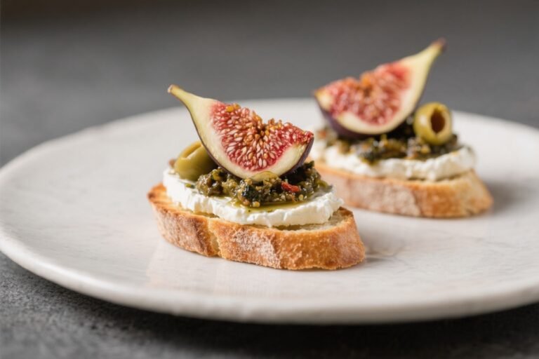 Goat Cheese Crostini With Fig-Olive Tapenade – A Savory-Sweet Appetizer