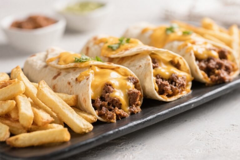 Cheesy Beef Burritos With Fries – Comfort Food With a Crunch