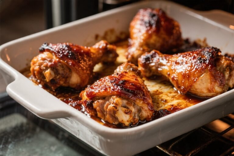 Baked BBQ Chicken Thighs in Oven – Juicy, Sticky, and Simple