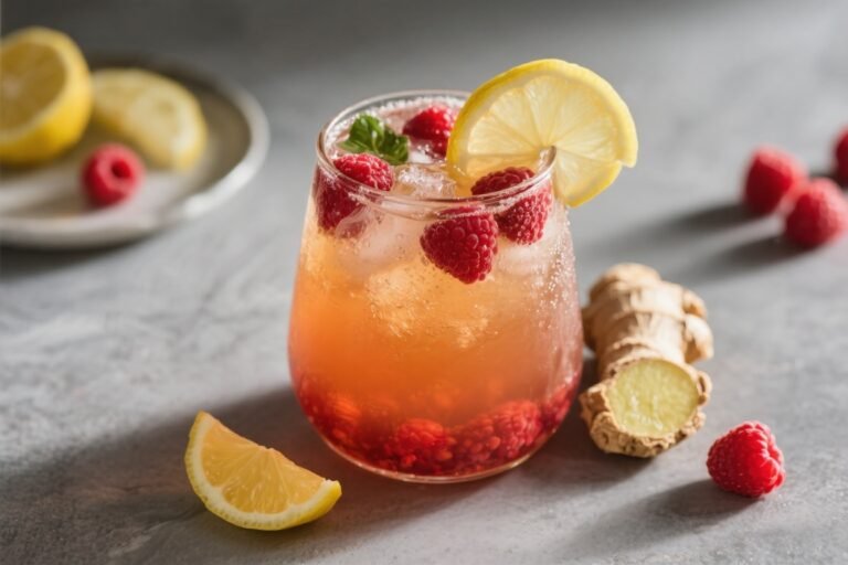 Raspberry Lemon Ginger Kombucha – Bright, Bubbly, and Refreshing