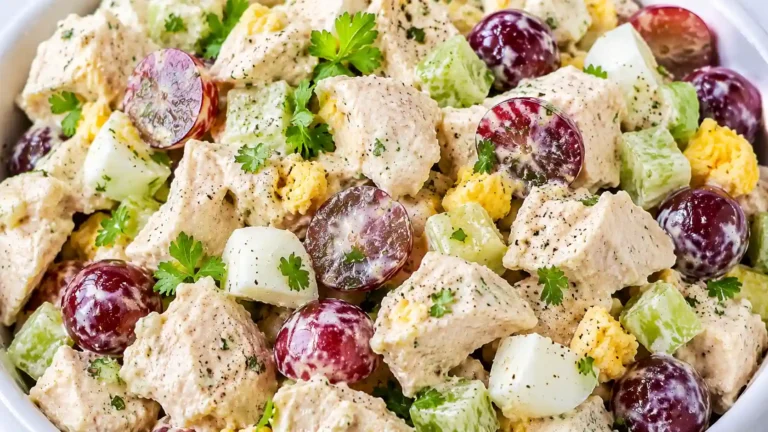 High Protein Chicken Salad Recipe with Grapes and Eggs