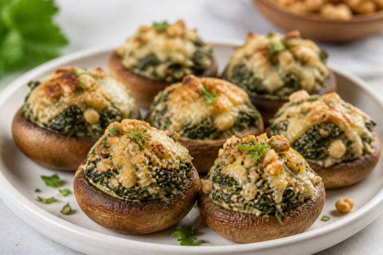 Stuffed Mushrooms With Spinach and Walnuts