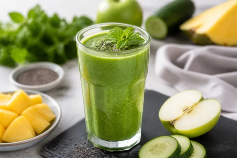 Green Detox Smoothie Recipe (Flat Belly + Natural Energy Boost)