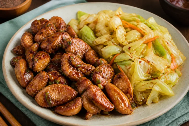 Soy Garlic Chicken With Stir Fry Cabbage