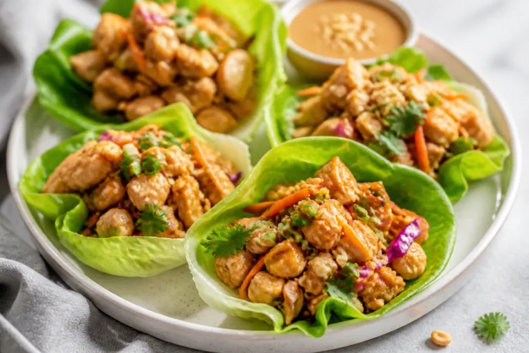Quick And Easy Thai Peanut Chicken Lettuce Cups
