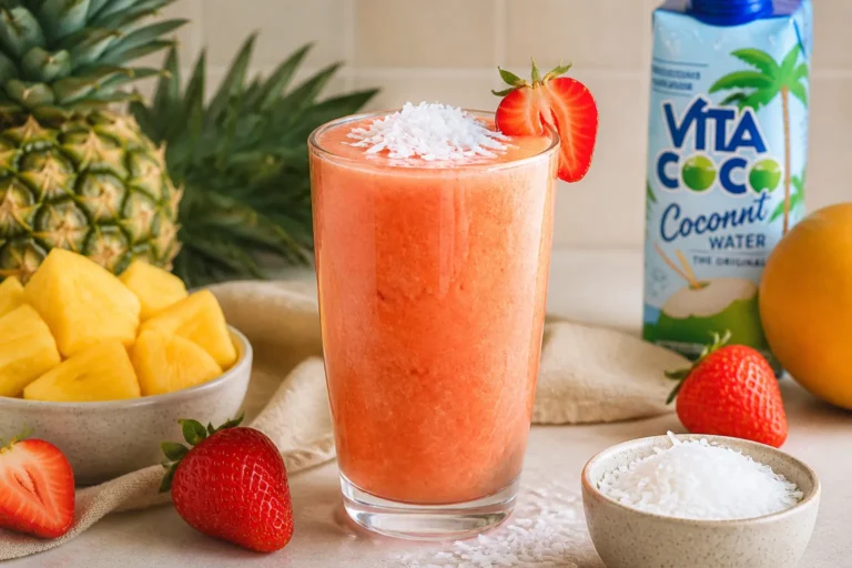 Pineapple Mango Strawberry Coconut Water Smoothie