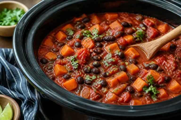 Sweet Potato Black Bean Chili Crockpot Vegetarian Recipe