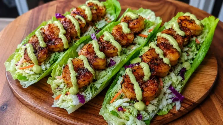 Sheet Pan Chili-Lime Shrimp Lettuce Wraps with Radish Slaw & Avocado Sriracha Crema