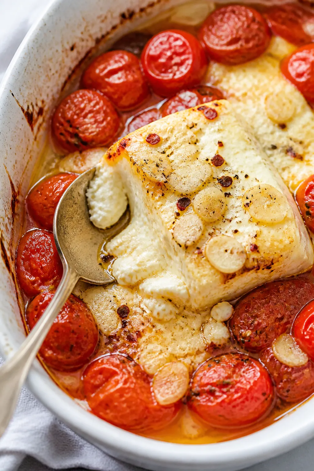 Cooking process, close-up detail: A bubbling baking dish just out of the oven showing burst, jammy c