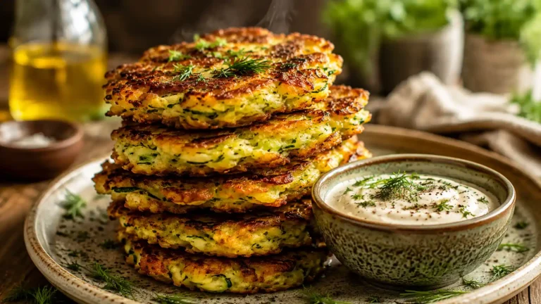 Vegan Zucchini Fritters with Cashew Dip
