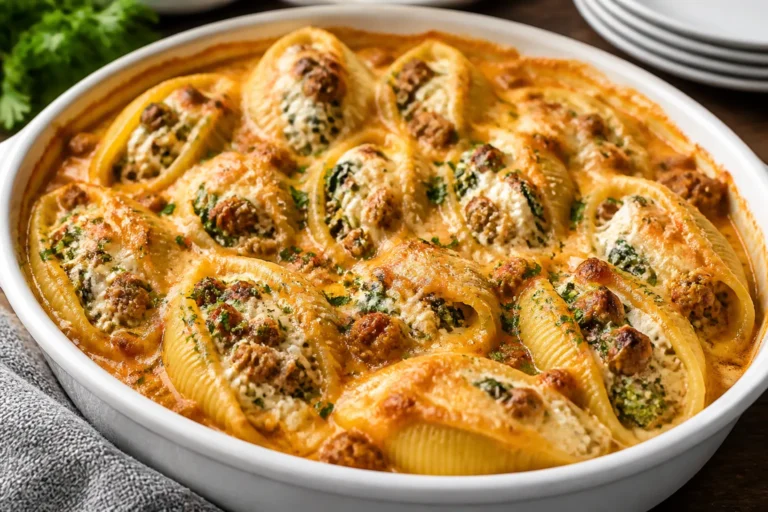 Sausage + Ricotta Stuffed Shells + Spinach Amber Massey