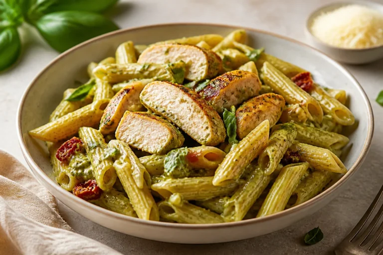 Delicious Comfort Dish: Creamy Pesto Chicken Pasta – A Cozy Weeknight Favorite