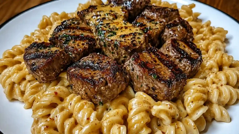 The Best Creamy Garlic Butter Steak Bites with Pasta Recipe