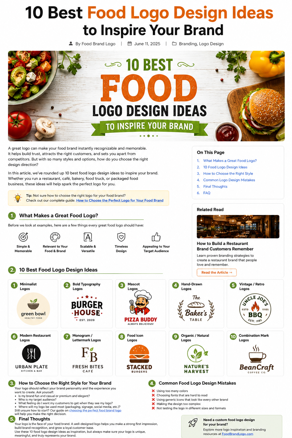 10 iideas to food logo
