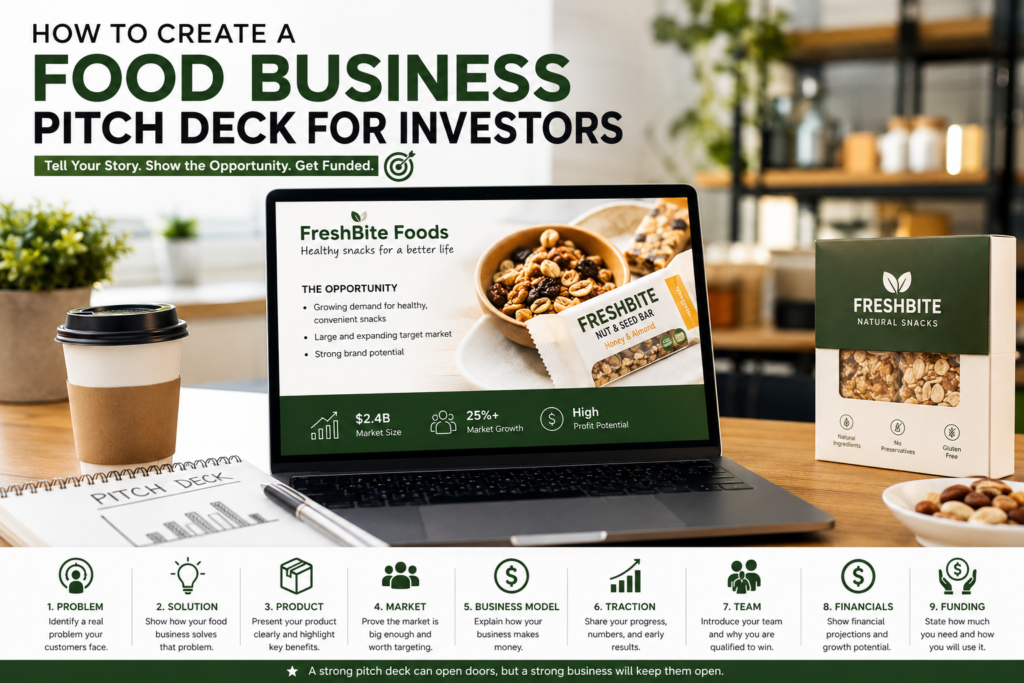 how to create a food business pitch deck for investors
