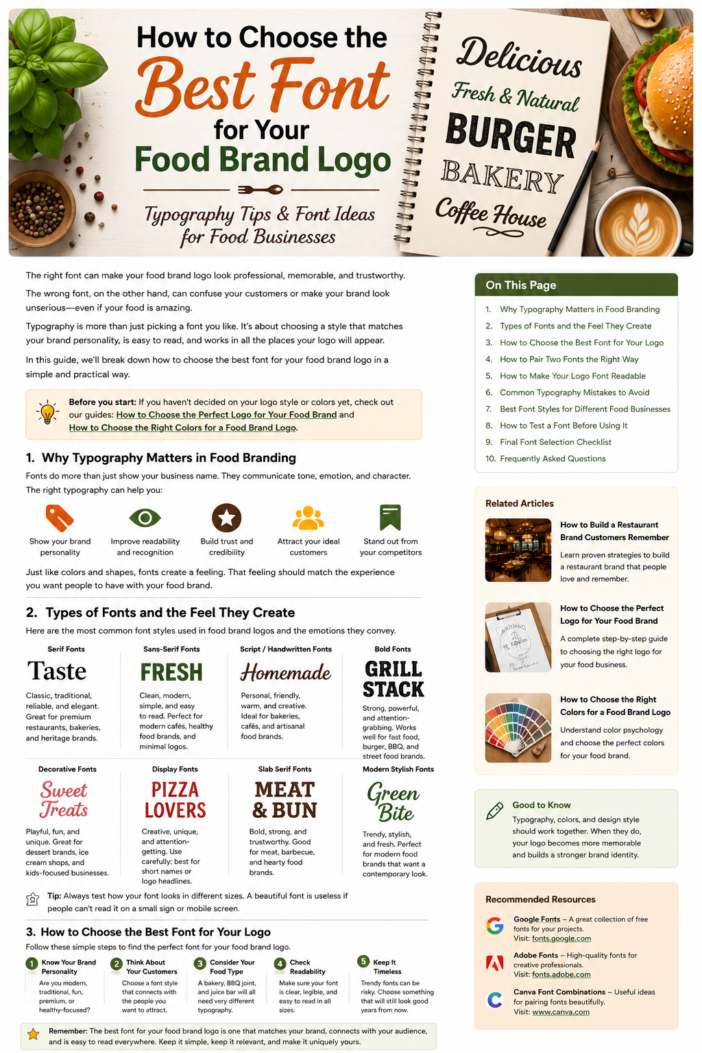 Best fonts for a food brand logo